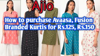 Ajiomania sale🔥Avaasa Fusion Kurtis Rs.125,Rs.150😱🤩 Which time stock available 💥 Which coupon💥Free 🚚