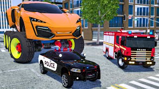 Police Car Lucas & Fire truck Frank are trapped by... | Wheel City Heroes (WCH) Super Trucks Cartoon