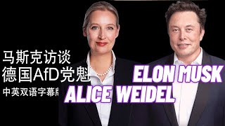 马斯克与德国另类选择党AfD领袖 Alice Weidel 的访谈｜艾森 Essen