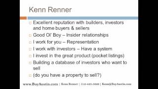 Austin Investor Realtor - Renner Realty, KW - 512-423-5626