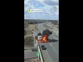 truck driver escapes terrifying fiery crash on highway