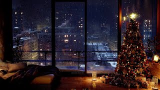Warm And Cozy Winter NYC Ambience At Night | NYC Rooftops | Wind Sounds For Slee