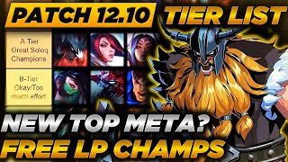 Toplane SoloQue Tier List Patch 12.10 - Analysis of Champion Durability Update's Impact