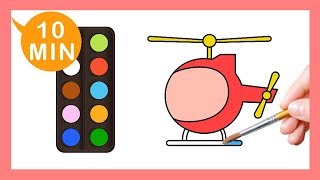 《直升機Helicopter》認識顏色Coloring for kids｜Painting｜Coloring｜Drawing｜Art｜【畫畫魔法】YOYO點點名S19｜著色畫兒童節目