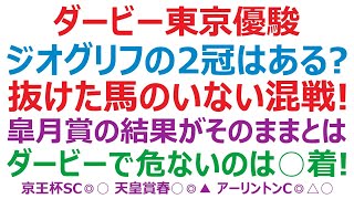 日本ダービー2022予想　ジオグリフの2冠はあるのか？  皐月賞の結果がそのままダービーにとはならない。