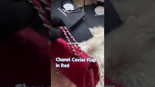 Chanel red caviar flap with silver hardware