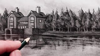 How to Draw a House and Lake Reflection: Narrated