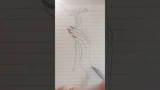 How to Draw Hand Holding a Flower in Easy way | step by step easy Drawing  for beginners  #shorts