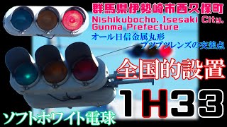 【信号機】群馬県伊勢崎市西久保町 オール日信金属丸形ブツブツレンズの交差点