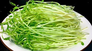 How to make pea seedlings so that they don't get watery, green color, fresh and crispy,