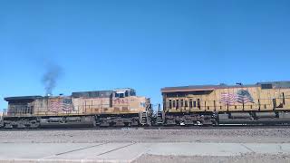 EB Union Pacific Colorful Intermodal/Intermodal Train In Daggett Ca! #bigbossrailfanner