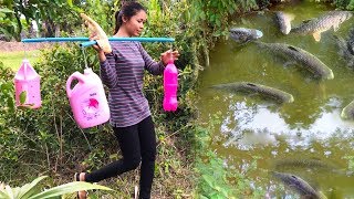 Amazing Smart Girl Uses 4 Kind of Plastic Bottles Fish Trap With PVC Pipe To Catch a lot of Fish