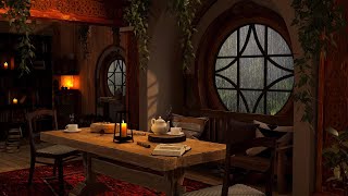 Hobbit House Ambience - Gentle Night Rain & Rolling Thunder Sounds