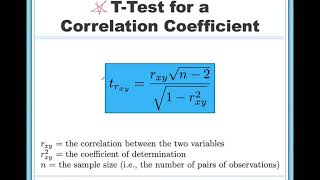 T-Test for a Correlation Coefficient and the Coefficient of Determination