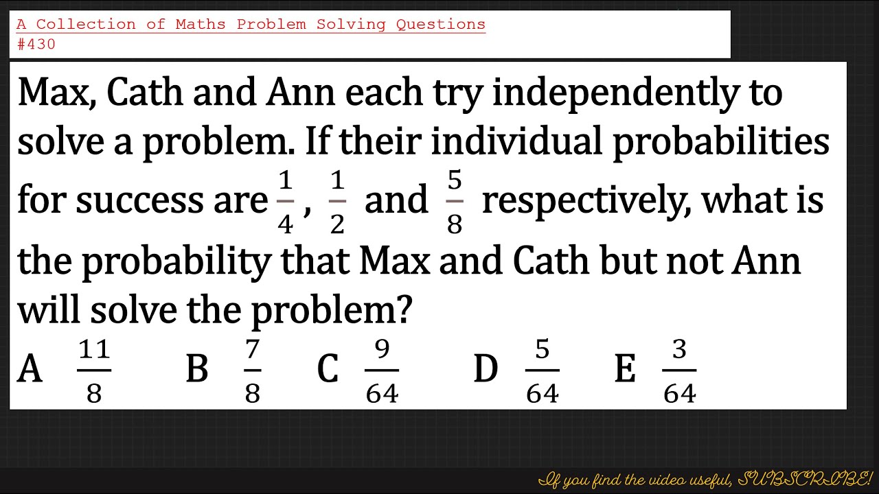 A Collection Of Maths Problem Solving Questions 430 Probability Youtube
