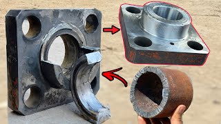 The Broken Hydraulic Hammer Four Bolt Flange Stunning Repair And Made Strong it again