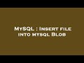 MySQL : Insert file into mysql Blob