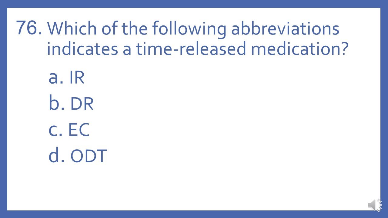 PTCB PTCE Practice Test Question 76 - Pharmacy Abbreviations (Pharmacy ...