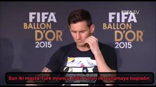 Muhabir Messi’yi Messi yapan Arda Turan mıdır? 🤦‍♀️🤦‍♀️Messi : 🙃🙃🙃(Türkçe Çeviri)