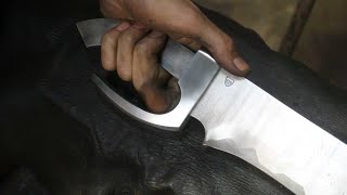Forging a 578 layer San Mai kopis knife, part 3, making the guard.