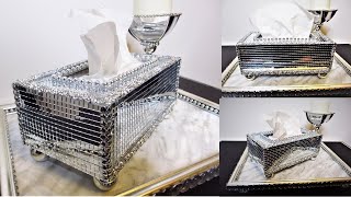 DIY Mirror Tissue Box Cover | Glam Table Decor | DIY Tissue Box | Glam Home Decor | Dollar Tree DIY