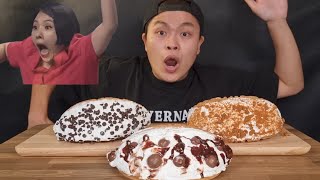 SUB)ASMRMilk Fresh Cream Bomb Waffle | Amazing WHIPPED CREAM WAFFLE Dessert MUKBANG REALSOUND