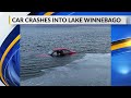 driver uninjured after crash into lake winnebago plans to remove vehicle made