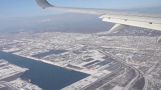 空撮 北海道上空～新千歳空港 雪景色着陸 Aerial Shoot Flying Over Hokkaido, Japan, Landing on a Snowscape