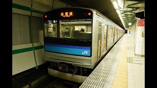 あおば通駅　仙石線　多賀城行き　発車　205系　発車メロディー「青葉城恋唄」