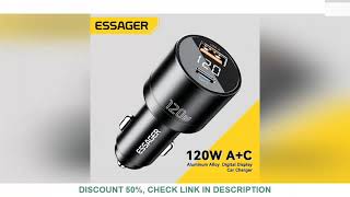 Essager 120W PD Car Charger Super Fast Charger QC 4.0 PD 3.0 For iPhone 15 14 Samsung Type-C USB Cha