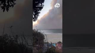 Smoke from Palisades fire in Los Angeles billows over Santa Monica coastline