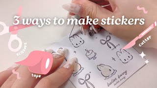 how to make stickers (step-by-step) 🌸 |  with & without tape / printer / procreate 🖨️✏️✂️