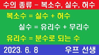 수의 종류, 복소수, 실수, 허수, 우프 선생,  2023년 6월 8일