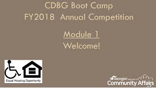 CDBG Boot Camp Module 1
