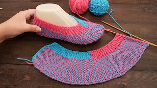 Двухцветные следки на двух спицах 🍭 Two-tone slippers on two needles