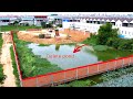 Wonderful Dump truck dumping Soil filling up/Skill Technique operator Bulldozer Working push soil