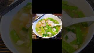 Low-Carb Clear Soup with Ground Pork, Shrimp, and Mung Bean Noodles. #glassnoodlesoup #lowcarblove