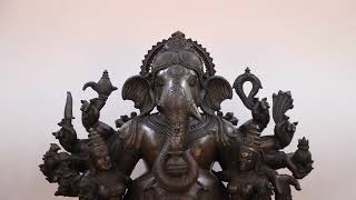 Superfine Superlarge Ten Armed Ganesha with Riddhi-Siddhi| Panchaloha Bronze from Swamimalai