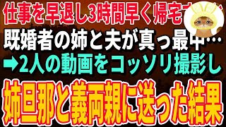 【スカッとする話】仕事を早退し3時間早く帰宅すると既婚者の姉と夫が真っ最中…2人の動画をコッソリ撮影し姉旦那と義両親に送った結果