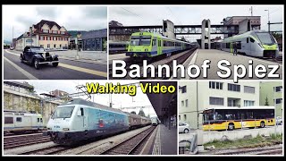 Swiss Railway Station walking tour / Rundgang beim Bahnhof Spiez. Kanton Bern, Schweiz 2023