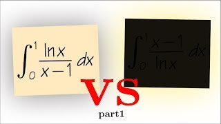 integral of ln(x)/(x-1) from 0 to 1, integration with power series,