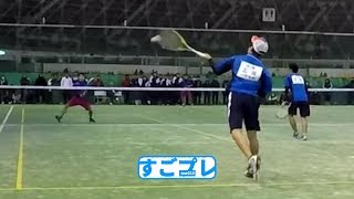 すごプレソフトテニス　高校近畿インドア2018　男子　団体戦　決勝戦　高田商業高校ー上宮高校３　前田・伊藤ー上谷・小岸