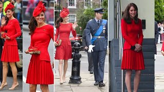 HRH Princess Catherine Resplendent in Red by Alexander McQueen Dress