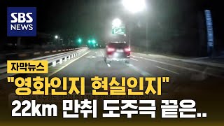 '만취차량' 22km 도주극…경찰차로 부딪쳐 마무리 (자막뉴스) / SBS