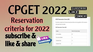 CPGET 2022 Reservation criteria||Local/Non local /SC/ST.#cpget #cpget2022 #reservation