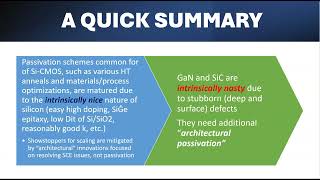 Process technology hot topics passivation comparison Si-CMOS and GaN SiC power devices