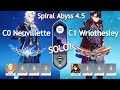 [SOLO] NEW Spiral Abyss 4.5! C0 Neuvillette x C1 Wriothesley | Floor 12 9 Stars | Genshin Impact