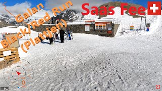 [5K] Skiing Saas Fee, Plattjen - Quick Black/Red run down Galan, Wallis Switzerland, GoPro HERO9 GPS