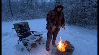 Winter Storm Camping | Icy Winds and Drifting Snow | Cozy Truck Camper!