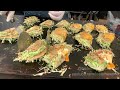 japanese lady sells okonomiyaki outside her van japanese street food